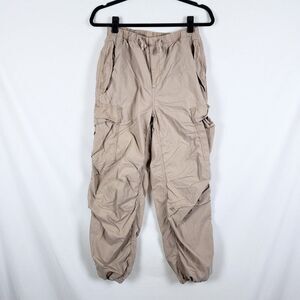 TNA Squad Pocket Parachute Pant Womens S Tan Cargo Streetwear Gorpcore